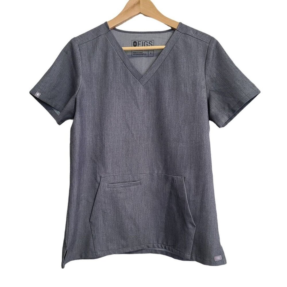 FIGS Technical Collection Sz Small Gray Scrub Top W18SW1001